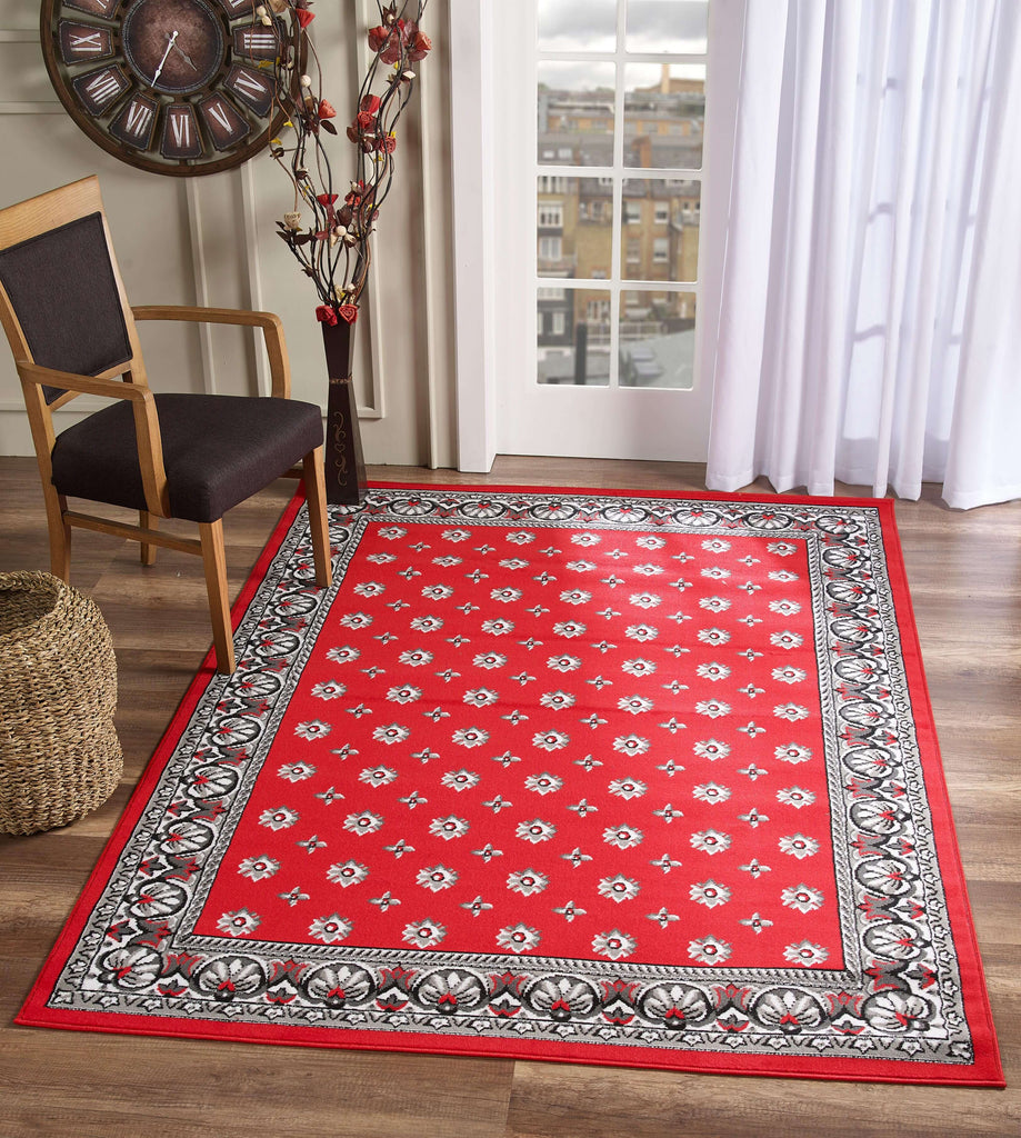BAHAMA Oriental Floral Area Rug in Red